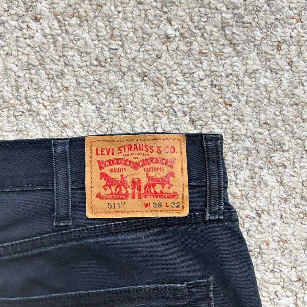 Levi's 511 All Weather Tech Straight Jeans Mens 38x32 W38 L32 Black Denim Faded - Picture 1 of 13